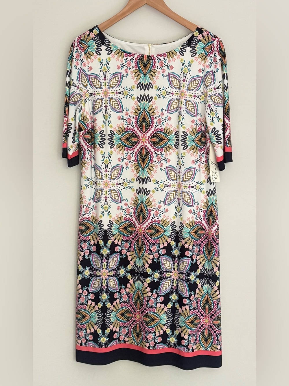 Eliza J White Multi Floral Mosaic Shift Dress